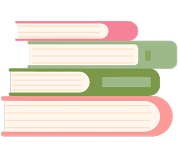 Illustration of students with books